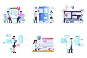 Research laboratory concept. Doctor Researching A New Treatments at medicine laboratorium. Flat template. vector