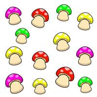 graphic illustration of cartoon pattern seamless colorful mushrooms vector