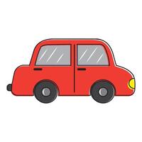 A red isolated car on a white background in cartoon style vector