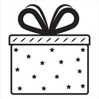 The icon of a gift box wrapped with a ribbon with a bow. A simple image of a closed box. Isolated on a pure white background. vector