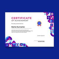 Abstract Geometric Mosaic Certificate Template Design vector