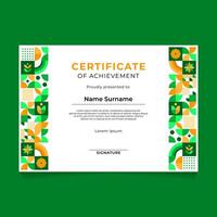 Abstract Geometric Mosaic Certificate Template Design for Environmental Theme vector
