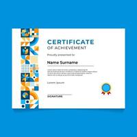 Abstract Geometric Mosaic Certificate Template Design vector