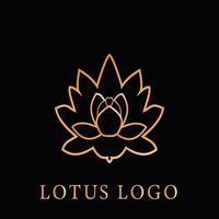 logo dorado loto un símbolo de elegancia ,lujo en floración opulento loto emblema vector