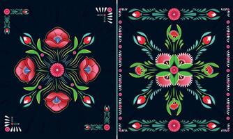a set of floral borders with a border of flowers colorful rickshaw painting vector