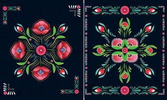 a set of floral borders with a border of flowers colorful rickshaw painting vector