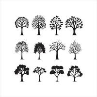 Tree and forest silhouettes silhouette tree line drawing set coconut tree silhouette illustrations vector