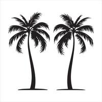 Tree and forest silhouettes silhouette tree line drawing set coconut tree silhouette illustrations vector