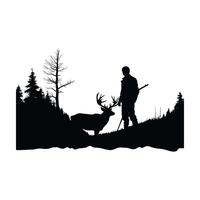 Deer Hunting Silhouette. Dear Hunting Illustration. vector