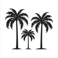 Tree and forest silhouettes silhouette tree line drawing set coconut tree silhouette illustrations vector