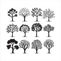 árbol y bosque siluetas silueta árbol línea dibujo conjunto Coco árbol silueta ilustraciones vector