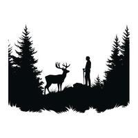 Deer Hunting Silhouette. Dear Hunting Illustration. vector