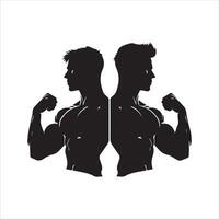 Gym workout silhouette collection.human fitness illustration set. vector