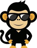 Illustration of a monkey wearing sunglasses isolated on a white background vector