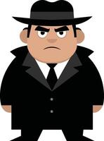 ilustración de un mafia vistiendo un negro sombrero y un negro traje vector