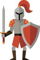 Illustration of a knight with a sword and shield on a white background vector