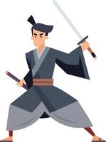 japonés samurai guerrero ilustración plano diseño vector