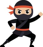 a cartoon image of a ninja with a red and black mask vector