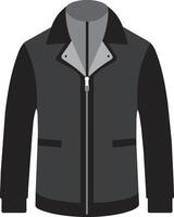 a black leather jacket with a zipper on the front vector