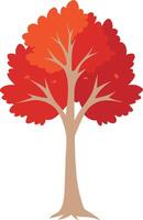 Illustration of a red autumn tree with red leaves vector