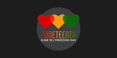 diecinueve de junio bandera con cubrir corazones en panafricano bandera colores. ilustración diecinueve de junio libertad día. vector