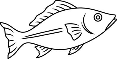 Sea fish Engraving Animal Doodle vector