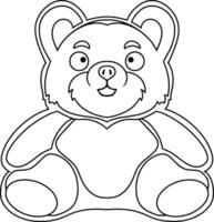 Cartoon bear clipart Animal logo Coloring page book vector