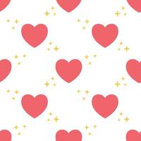 Red Heart seamless pattern. Illustration in flat style. Valentine day texture. Love concept. Hand drawn heart in doodle style. Fabric with heart print. vector