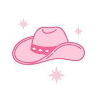 Pink core Cowboy hat. Cowboy western and wild west theme concept. Hand drawn illustration. Doodle icon. Pink cowgirl hat vector