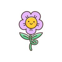 Summer or spring design element cute kawaii flower. Beautiful cartoon character vector