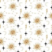 Magic celestial seamless pattern, hand drawn mystical elements. vector