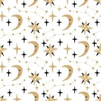 Magic celestial seamless pattern, hand drawn mystical elements. vector
