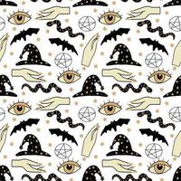 Magic celestial seamless pattern, hand drawn mystical elements. vector