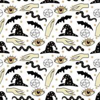 Magic celestial seamless pattern, hand drawn mystical elements. vector