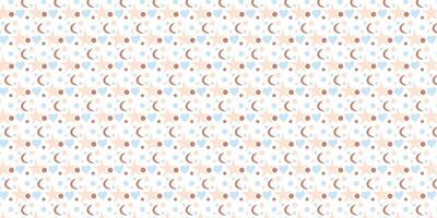PrintSeamless pattern with stars and moon, in soft pastel blue and brown hues. Hand-drawn, illustrations on a white background. vector