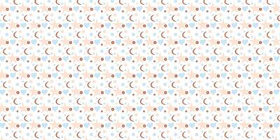 PrintSeamless pattern with stars and moon, in soft pastel blue and brown hues. Hand-drawn, illustrations on a white background. vector