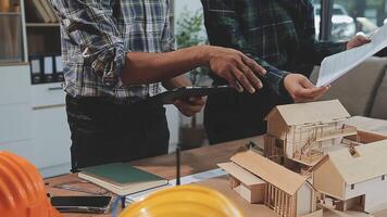 Business Meeting Time with Architecture Interior Designer and Engineering. Meeting and Discussion about Construction Progress in work and Figures denoting of Accounting and Financial video