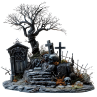 Scary halloween graveyard on isolated transparent background png