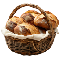 Bread in picnic basket on isolated transparent background png