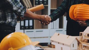 Business Meeting Time with Architecture Interior Designer and Engineering. Meeting and Discussion about Construction Progress in work and Figures denoting of Accounting and Financial video