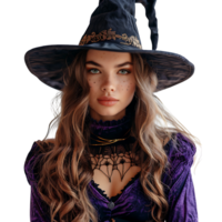 Pretty witch model cosplay on isolated transparent background png