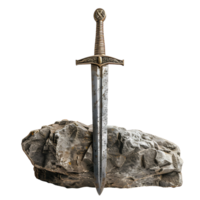 Excalibur sword in the stone on isolated transparent background png