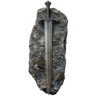 Excalibur épée dans le pierre sur isolé transparent Contexte png