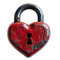 Padlock heart on isolated transparent background png