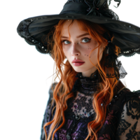 Pretty witch model cosplay on isolated transparent background png