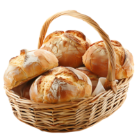 Bread in picnic basket on isolated transparent background png