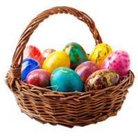 Pasqua uova su cestino su isolato trasparente sfondo png