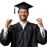 Happy man graduation on isolated transparent background png