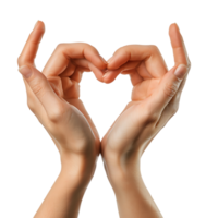 Hands making heart sign on isolated transparent background png