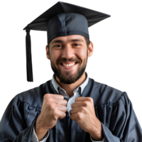 Happy man graduation on isolated transparent background png